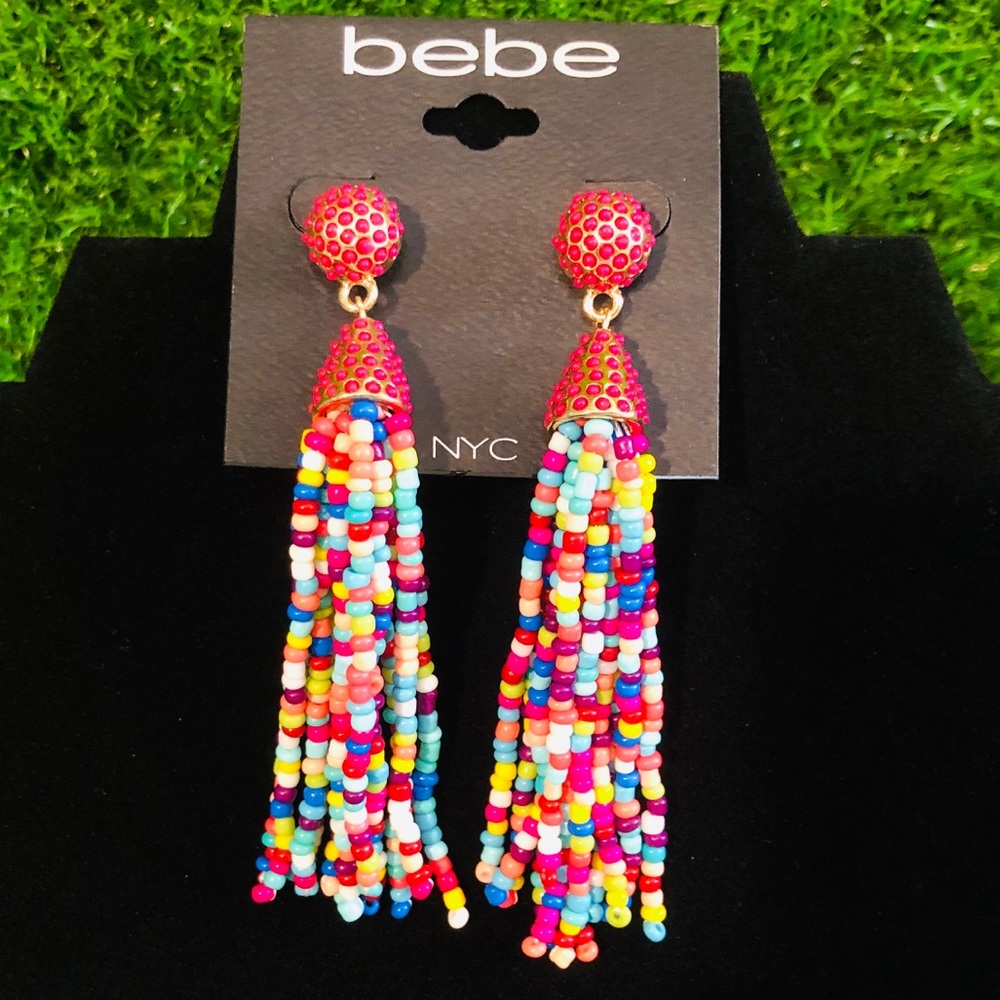 bebe - Multicolor Beaded Tassel Earrings